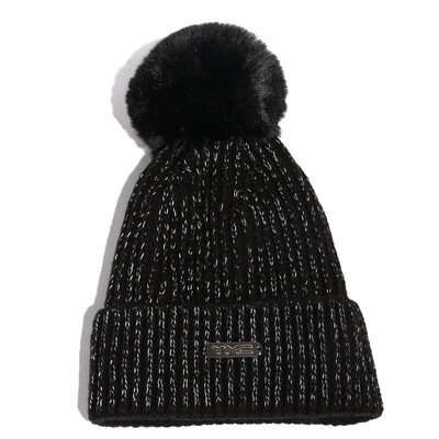 

Ladies autumn&winter new knitted hat Korean version of the stylish sweet wool hat plus velvet warm hair ball cover hat tide