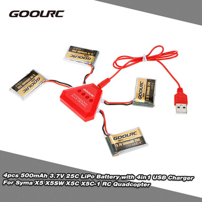 

Romacci 4pcs Goolrc 400mah 37v 25c Lpo Batery with 4 in 1 U4 Usb Charger for T37 Mini Jjrc H37 Mini Rc Quadcopter