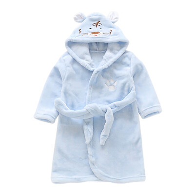 

1-7Y Autumn Winter Kids Flannel Hooded Sleepwear Toddler Baby Soft Bathrobe Robe Cartoon Pajamas Boys Girls Sleepwears 2019
