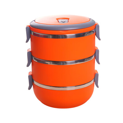 

guangxichuangshengxinfu Stainless Thermo Insulated Thermal Food Container Bento Round Lunch Box 1-4Layer