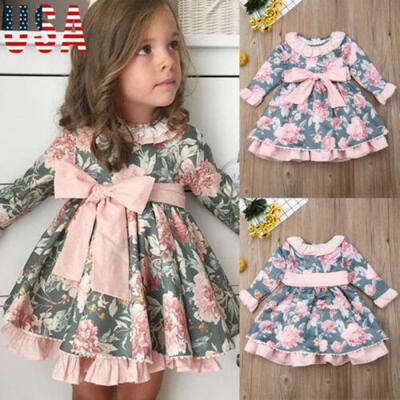 

USA Christmas Toddler Kid Baby Girl Xmas Festival Flared Party Santa Swing Dress