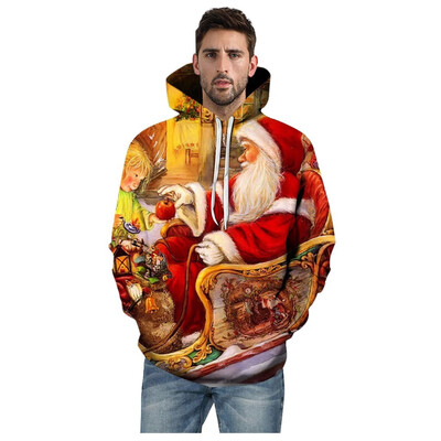 

Toponeto Mens Christmas Casual 3D Print Creative Casual Long Sleeve Shirt Coat Top
