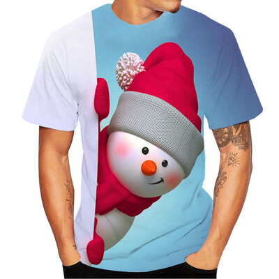 

Toponeto Couples 3-D Printed Christmas Short-sleeved Top Fashion Printed Short Sleeves