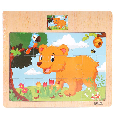 

Siaonvr Wooden Jigsaw Puzzle toy Children Cartoon Animal Traffic Learning Puzzle Toys