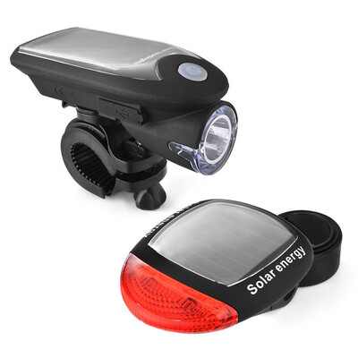 

Solar Energy Rechargeable Bicycle LED Light Bike Warning Lamp Front&Rear Safety Flashlight Accessories Set