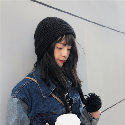 

Pepe hat parent-child autumn&winter day tie 100 knitted wool hat Korean version of outdoor warm ear care hat