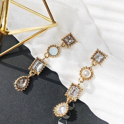 

Luxury Multicolor Rhinestone Charm Long Earrings New Fashion Statement Drop Dangle Earring Jewelry For Women