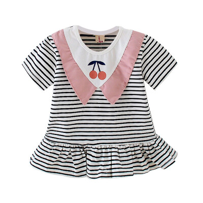 

Baby dress Summer Casual Baby Girls Striped Print Short Sleeve Dress Kids Toddler Pageant Sundress 2019