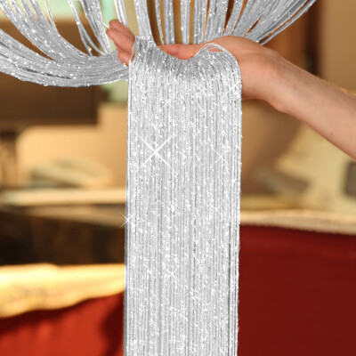 

New Fashion 200cm100cm Fly Screen Fringe Tassel Curtain String Sparkle Curtains Room Divider Door Window home Patio Decor