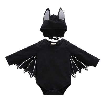 

Children Halloween costume autumn winter Cotton bat sleeve triangle jumpsuit hat two-piece European&American style