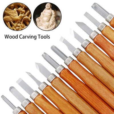 

12pcsSet Handmade Wood Carving Tools Wood Chisel Carving Knife Handmade for Sculpture Diy Handle Wax Carving Ceramic