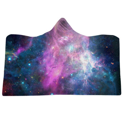 

Starry Sky Plush Printed Microfiber Hooded Blanket Adults Kids Sherpa Fleece Galaxy Wearable Throw Blankets Tv Watching Blanket