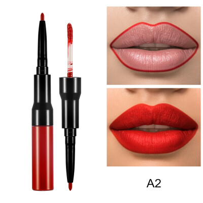 

Double Headed Makeup Lipstick Long Lasting Pigments Waterproof Lip Liner Gloss Matte Liquid Lipstick Pen Nude Makeup Tool