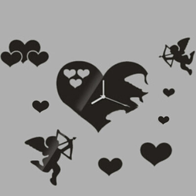 

The Best Price For Angels Hearts DIY 3D Wall Sticker Clock Removable Home Decor Combination Sticker