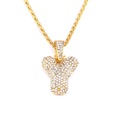 

Available Custom Bubble Letters Name Pendant Iced Out 18K Gold Rhinestone Hip Hop Necklaces Jewelry Gift