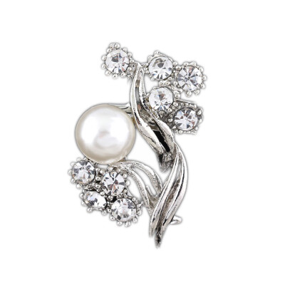 

New Fashion Bijouterie Chic Elegant Alloy Pearl Brooch Female Brooches Bag Accessories