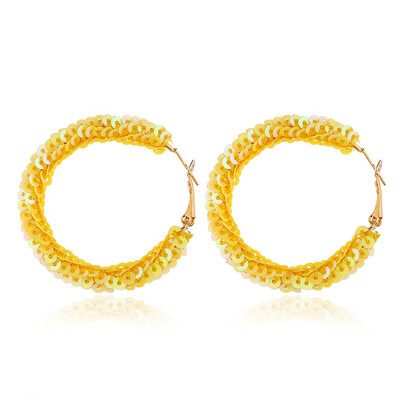 

Women Creative Glitter Drop Earring Personality Long C-Shaped Sequin Earrings