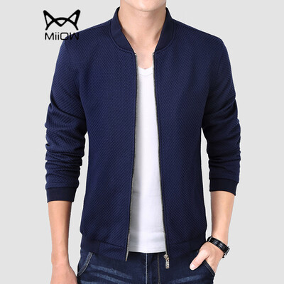 

Cat MiiOW jacket 2019 spring&autumn new mens trend solid color wild stand collar jacket jacket QT2021-1642 navy blue L