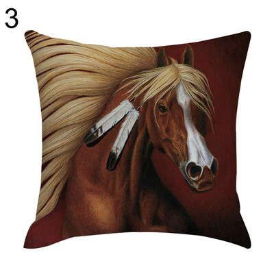 

Realistic Horse Print Cotton Linen Square Cushion Cover Home Decor Pillow Case