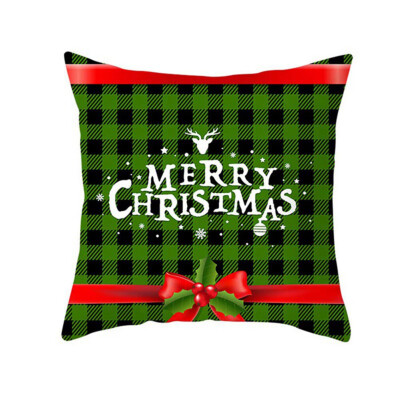 

2020 New Merry Christmas Xmas Gift Green Plaid Designed Pillowcase Santa Claus Cushion Cover Home Decor 18 X1 8 Inch