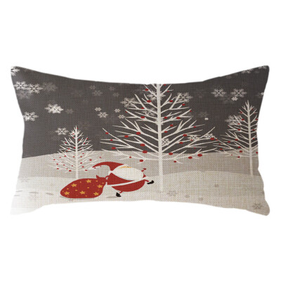 

Tailored Christmas Santa Claus Pillow Case Linen 30x50cm Throw Cushion Cover Home Decor