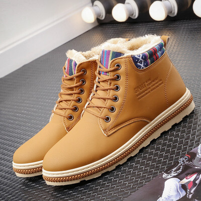 

Mens flannel fashion leisure boots warm high-top shoes
