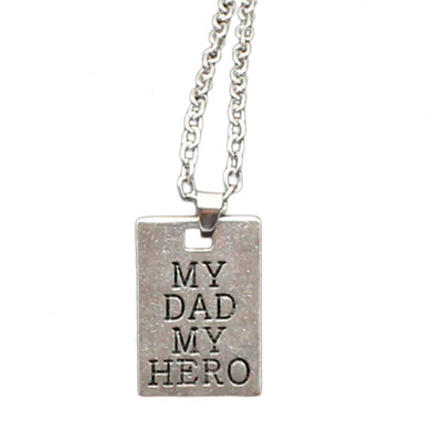 

2019 New Creative My Dad My Hero Letter Pendant Chain Plate Silver Choker Family Love Necklace Gift