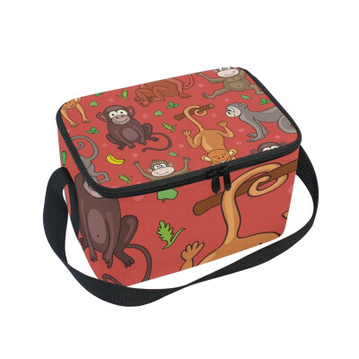 

ALAZA Monkeys Bananas And Leaves Lunch Box Insulated Lunch Bag Large Cooler Tote Bagfor Men Women