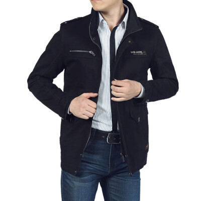 

Gobestart Men Winter Warm Jacket Overcoat Outwear Slim Long Trench Buttons Zipper Coat