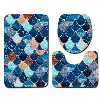 

JPGIF 3pcs Non-Slip Fish Scale Bath Mat Bathroom Kitchen Carpet Doormats Decor