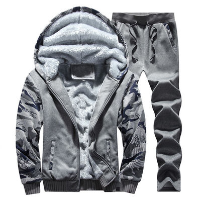 

Thickened Warm Male Hoodies Sweatshirts Mens Winter Inner Fleece Coat Pants for Men Casual Camo Zipper Hoodie Adult Tracksuit
