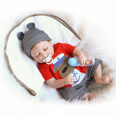 

22inch 55cm Reborn Baby Doll Boy Full Silicone Sleeping Doll Baby Bath Toy With Clothes Lifelike Cute Gifts Toy
