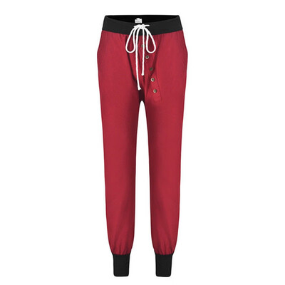 

New England Style Pants Women Solid High Waist Button Harem Pants Female Casual Trousers Pantalones Mujer