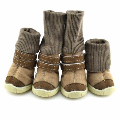 

Thick Fur Pet Shoes Small Dogs Shoes Winter Warm Snow Boots For Teddy Poodle CoffeePinkPurple