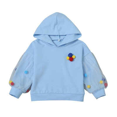 

Baby Girl Outerwear Solid Print Casual Hoodie Sweatshirt with Wool Ball Design Kids Outfits Clothes Warm Tops New