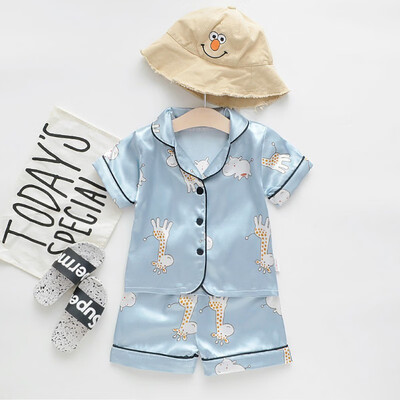 

Kids Clothes Baby Pajama Sets Short Sleeve Child Blouse TopsShorts Sleepwear Pajamas Boys Girls Cartoon Deer Print Outfits Set