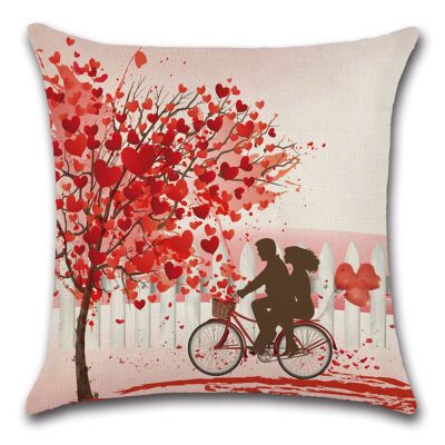 

Autumn Fall Big Tree Pillow Cover Maple Leaf Bicycle Throw Cushion Covers Square Pillow Covers For Sofa Bed Car