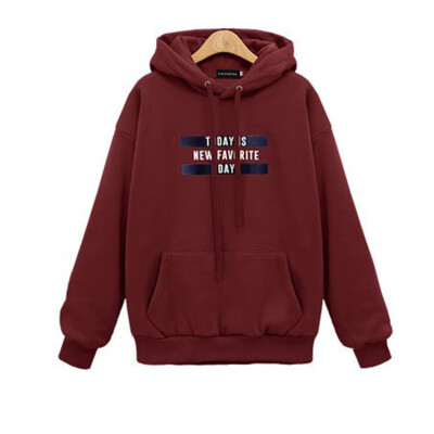 

Favorite Day Letter Print Women Fashion Hoodie Long Sleeve Pullover Loose Hooded Sweatshirt Women Casual Tops