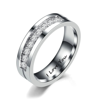 

Trendy Wedding Bands Rings For Women Men Love Gold-color Stainless Steel CZ Promise Jewelry Couple Gift