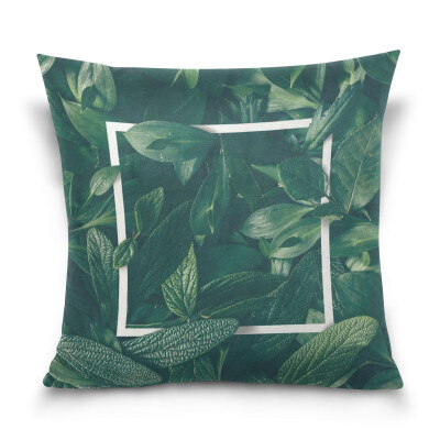 

ALAZA Throw Pillow Case Decorative Pillow Covers 16 X 16 inch Green Leaves Pattern Pillowcase