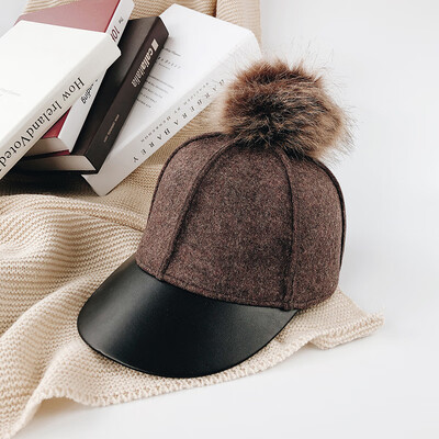 

Hat female autumn&winter hair duck tongue cap 100 British hat Korean version of the new big hair ball baseball equestrian cap