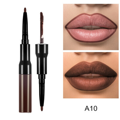 

Double Headed Makeup Lipstick Long Lasting Pigments Waterproof Lip Liner Gloss Matte Liquid Lipstick Pen Nude Makeup Tool