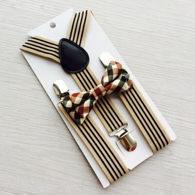 

Casual Fashion British Style Childrens Striped Strap And Plaid Bow Tie Kit Clothing Performance Accessories 0-12Y Baby