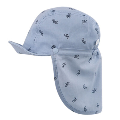 

Baby Children Summer Caps with Soft Brim BlueWhite Detachable Cute Cartoon Print Sun Hat