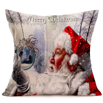 

〖Follure〗Merry Christmas Linen Santa Pillow Cases Sofa Cushion Cover Home Decoration