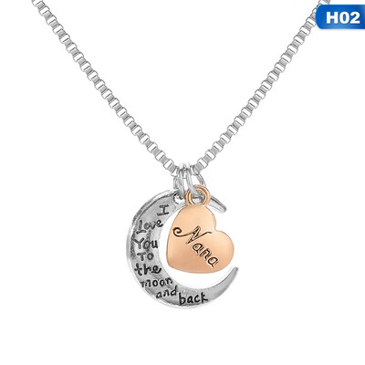 

I Love You To The Moon And Back Mum Nana Nan Crescent Moon Necklace Pendant Family Birthday Mothers Day Gift