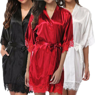 

Sexy Women Satin Lace Silk Lingerie Set Sleepwear Nightdress Robe Gown Babydoll