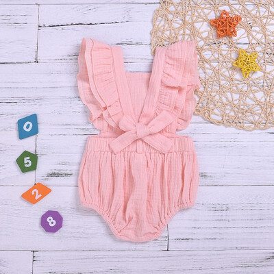 

High Quality Infant Rompers Cute Baby Newborn Girls Backless Design Jumpsuit Flare Sleeve Romper Infant Casual Outfits