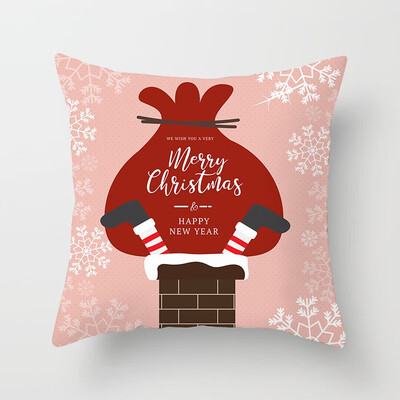 

Gobestart New Christmas Elk Santa Claus Christmas Tree Printing Cushion Home Pillowcase