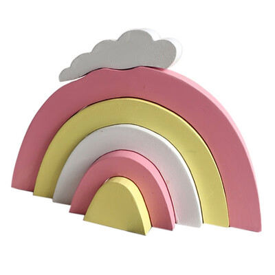 

New Nordic Ins Wooden Rainbow building blocks Decoration Children s Room Decorative Photography Ornaments Wall Decorations